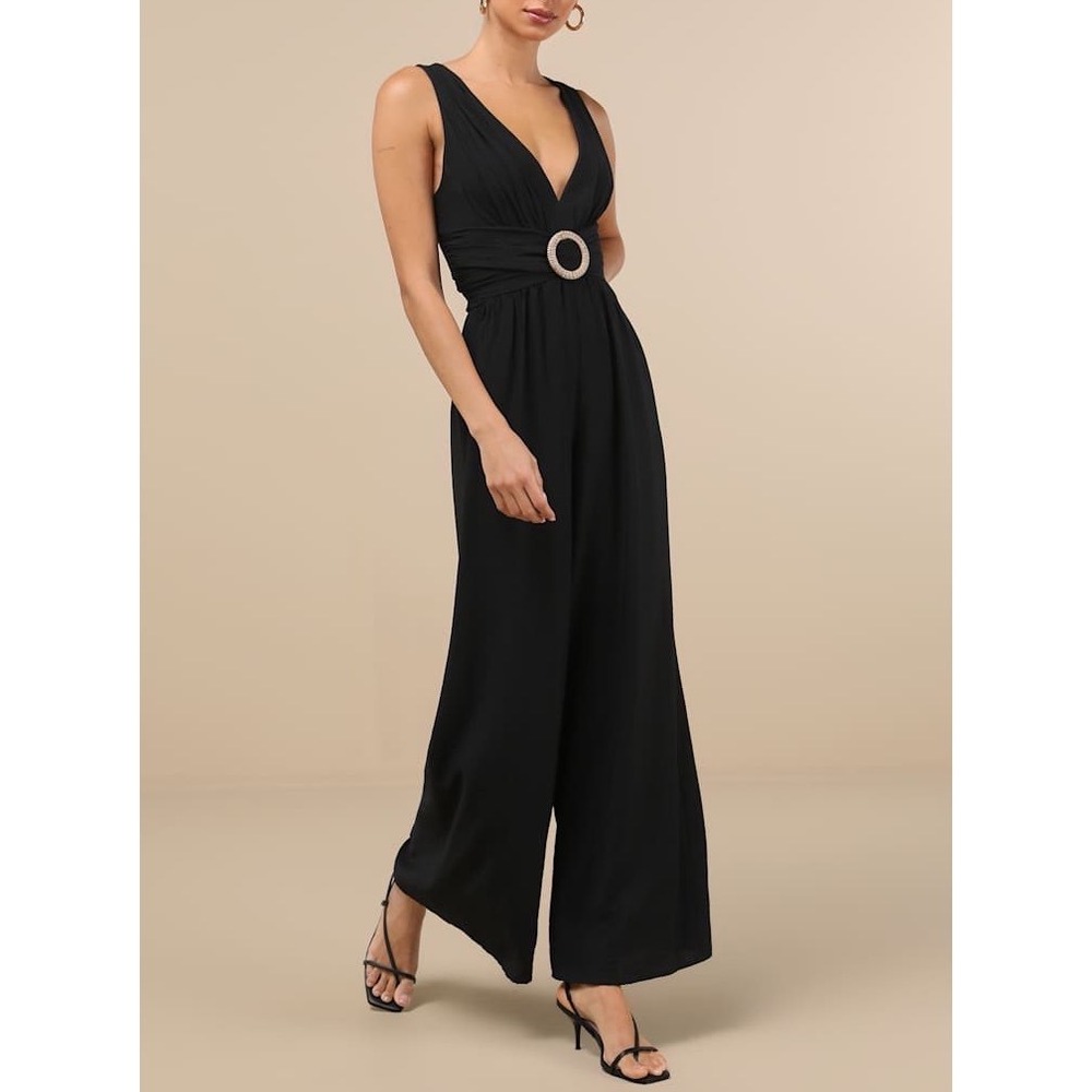 NWT Emlyn Black O-Ring Wide-Leg Jumpsuit Medium